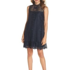 NWOT-Sheri Mock Neck Sleeveless Lace Mini Shift Dress